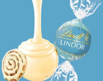 Trufas de chocolate blanco con canela Lindt, bolsa de regalo de chocolate Lindt, para bodas, baby showers, cumpleaños, despedidas de soltera y San Valentín.