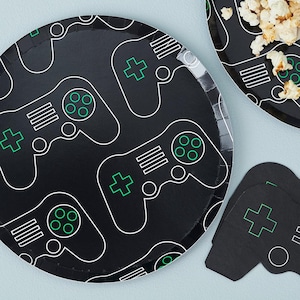 ビデオゲームパーティープレート8枚、ビデオゲームバースデープレート、ビデオゲームパーティー用品、ゲームパーティー、男の子の誕生日パーティー用食器、ゲーマーパーティー