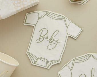 16 Sage Green Baby Shower Paper Napkins, Neutral Baby Shower Decorations, Gender Reveal Napkins, Baby Shower Napkins, Baby Shower Tableware