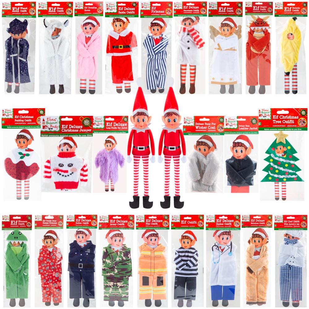 Kerstelfpop aankleden, kerstelfoutfit, kleding elfenpop, rekwisieten voor elfpoppen, accessoires voor elfpoppen, kerstsokvullers voor kinderen