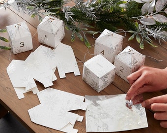 Sneeuwvlok adventskalender, vul je eigen adventskalenderdozen, adventskalenderboxkit, lege adventskalender, kerstadventskalender