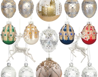 Glazen Kerstballen Ornamenten, Kerstboomversieringen, Kerstboomversieringen, Feestelijk Huisdecoratie, Glazen Kerstballen Eieren