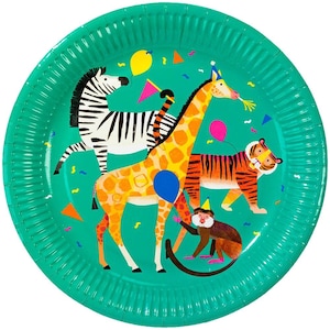 8 piatti di carta a tema animali da safari, piatti per feste di compleanno a tema animali, decorazioni per feste a tema animali, stoviglie per feste di compleanno per bambini, articoli per feste a tema animali