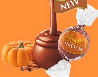 Tartufi di cioccolato al latte Lindt Lindor Pumpkin Spice, regalo di cioccolato per Halloween, bomboniere per feste di Halloween per bambini, dolcetto o scherzetto, bomboniere per matrimoni