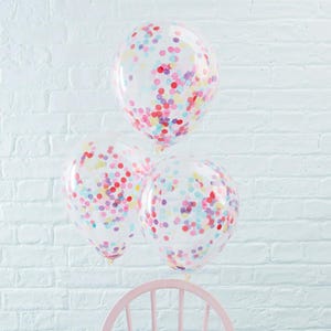 5 bunte Konfetti-Luftballons, Geburtstagspartydekoration, Geburtstagsballons, Babypartyballons, Hen Do Partyballons, Brautparty