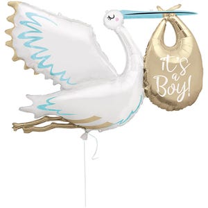 Globo de aluminio gigante con la frase "Es un niño" de cigüeña, decoraciones para baby shower de niño, globos para baby shower, globo de cigüeña, decoración para revelar el género del bebé, fiesta de nacimiento