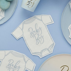 16 tovaglioli blu per neonata, tovaglioli di carta blu per baby shower, decorazioni per baby shower maschietti, tovaglioli per rivelare il sesso del bambino, articoli per feste per baby shower