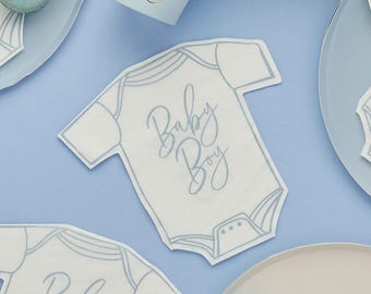 16 Blue Baby Girl Napkins, Blue Baby Shower Paper Napkins, Boy Baby Shower Decorations, Gender Reveal Napkins, Baby Shower Party Supplies