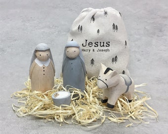 Wooden Nativity Set, Rustic Christmas Decorations, Christmas Gifts, Christmas Keepsake, Nativity Wooden Figurines, Christmas Nativity Scene