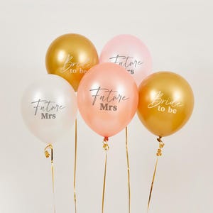 5 Hen Party Balloons, Bride to be, Future Mrs Balloons, Engagement Balloons, Bridal Shower Balloons, Bachelorette Party Decorations, Hen Do