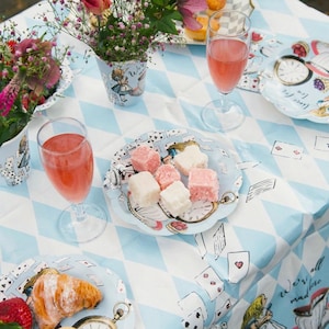 Tovaglia per feste Alice nel paese delle meraviglie, tovaglia di carta, tovaglia per feste di compleanno Alice, articoli per feste del tè del Cappellaio Matto, decorazioni per baby shower