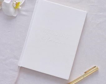 White Embossed Wedding Planner Book, Engagement Gift, Hen Party Gift, Wedding Organiser, Bride to be Gift, Bridal Shower, Wedding Supplies