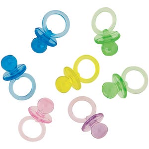 Chupetas de plástico multicoloridas, confetes para chá de bebê, decorações neutras para chá de bebê, lembrancinhas para chá de bebê, confetes para mesa de chá de bebê