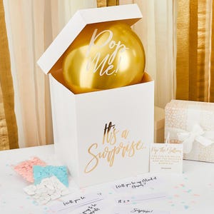 Gold It's a Surprise Box, Surprise Balloon Box, Gender Reveal Balloon, Birthday Surprise Gift Box, Surprise Reveal Balloon, Pop Me Balloon