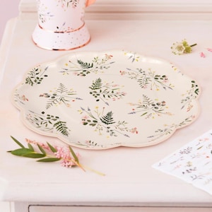 8 Floral Paper Plates, Afternoon Tea Party Plates, Girls Birthday Party Plates, Floral Baby Shower Plates, Wedding Plates, Rose Gold Plates