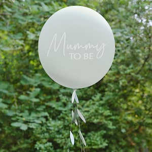 Mummy To Be Baby Shower Balloon with Balloon Tail, Sage Green Baby Shower Decorations, Botanical Baby Shower Party Balloon, Gender Reveal
