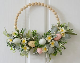 Ghirlanda di uova di Pasqua, Corona della porta d'ingresso di Pasqua, Decorazioni pasquali, Decorazioni per la casa di Pasqua, Corona della porta primaverile, Corona floreale di fogliame artificiale