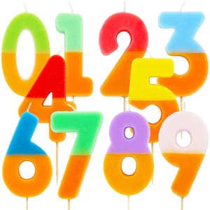 Multicoloured 0-9 Number Candles, Birthday Cake Candles, Birthday Cake Topper, Birthday Cake Decorations, Anniversary Candles, Age Candles