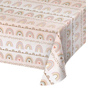 Tovaglia di carta arcobaleno Boho, decorazioni per feste arcobaleno, tovaglia di carta, tovaglia di compleanno, decorazioni per la tavola del baby shower, tema arcobaleno