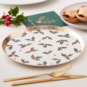 8 Holly Christmas Paper Plates, Christmas Party Supplies, Christmas Decorations, Christmas Dinner Plates, Christmas Plates, Holiday Plates