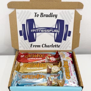 Protein Bars Gift Box, Personalised Gift for Him, Fitness Lovers Gift, Protein Snacks, Gym Protein Letterbox Gift, Gym Gifts, Protein Gift
