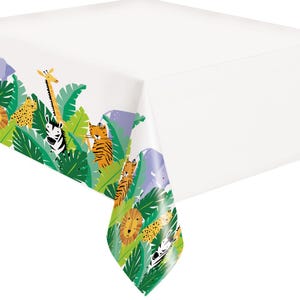 Tovaglia per feste a tema animali, tovaglia in plastica PVC, articoli per feste a tema animali, decorazioni per tavoli di compleanno a tema animali, tovaglia per tovaglie di compleanno per bambini