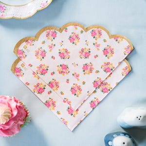 20 Pink Floral Paper Napkins, Floral Birthday Party Napkins, Baby Shower Napkins, Wedding Napkins, Garden Tea Party, Floral Party Supplies
