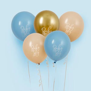 5 Baby Boy Shower Balloons, Boy Baby Shower Decorations, Baby Shower Balloons, Gender Reveal Decor, Baby Boy Balloons, New Baby Party Decor
