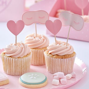 12 decorazioni per cupcake per feste di coccole, decorazioni per cupcake di compleanno per bambine, decorazioni per torte di compleanno, articoli per feste spa, decorazioni per pigiama party di compleanno