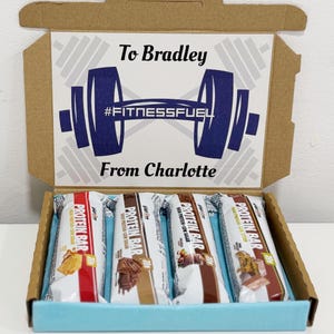 Personalised Gifts for Gym Lovers, Protein Bars Gift Box, Birthday Gift for Him, Gym Protein Letterbox Gift, Protein Snacks, Fitness Gifts
