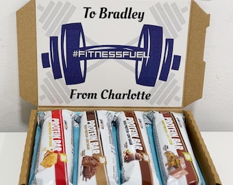 Personalized Protein Bar Gift Box, Fitness Lover Letterbox Gift