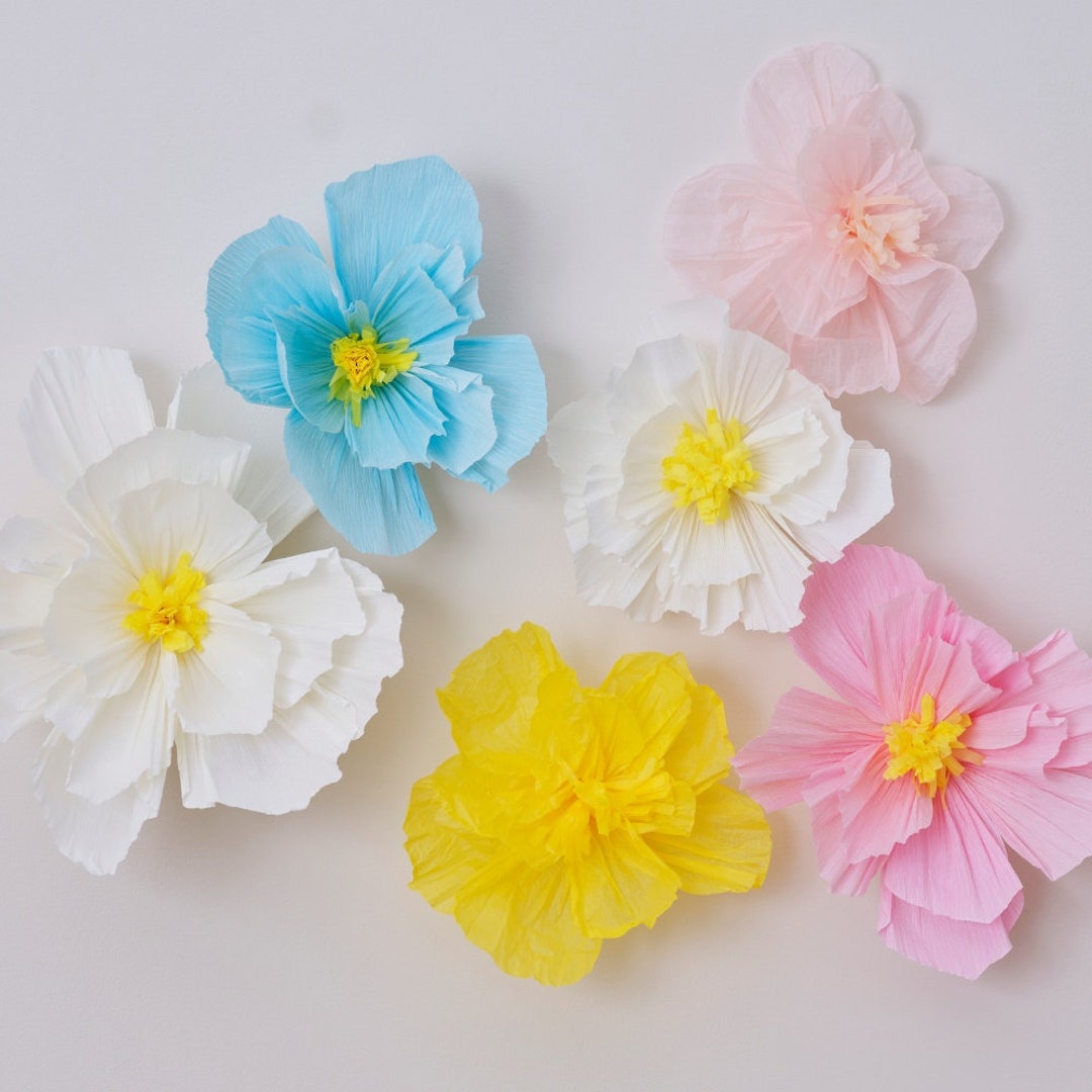 6 Tissue Paper Flowers Wall Decor, Artificial Flowers Wall Decor
