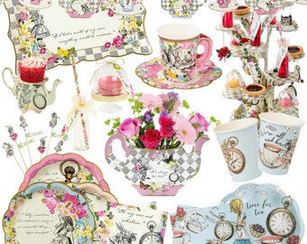 Truly Alice in Wonderland Party Supplies, Afternoon Tea Party Decor, Mad Hatter Tea Party, Kids Birthday Decorations Tableware, Baby Shower