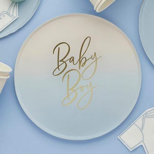 8 piatti di carta blu per neonato, piatti di carta per baby shower, decorazioni per baby shower, piatti per rivelazione del sesso, articoli per baby shower blu