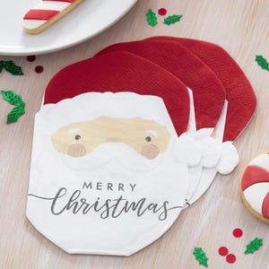 16 Santa Napkins, Christmas Paper Napkins, Father Christmas Napkins, Christmas Party Supplies, Christmas Dinner Napkins, Christmas Tableware