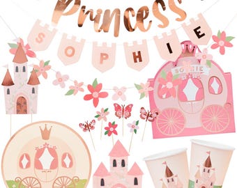 Princess Party Decorations, Princess Birthday Party Supplies, Princess Party Bags, Princess Banner, Birthday Plates Napkins Cups Cake Topper