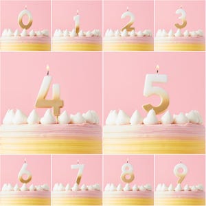 Ombre Gold Number Candles 0-9, Birthday Cake Candles, Birthday Cake Toppers, Gold Birthday Cake Decorations, Anniversary Party, Age Candles