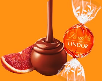 Trufas de chocolate con naranja sanguina Lindt, regalos de chocolate Lindt, cesta de chocolate Lindt, bolsitas de dulces para bodas, regalos de Navidad, regalos para despedidas de soltera