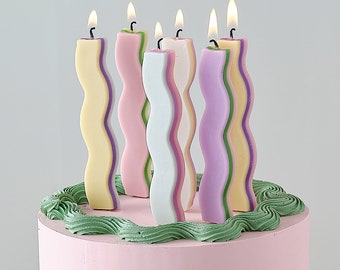 6 bougies pastel, Bougies d'anniversaire pastel, Bougies pour gâteau d'anniversaire, Décoration de gâteau d'anniversaire, Décorations de gâteau d'anniversaire, Fournitures d'anniversaire pastel