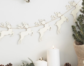 Houten rendierkerstgors, houten kerstslinger, rustieke kerstversieringen, kerstrendierslinger, decoratie feestelijke feestdagen