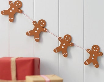 Gingerbread Man Houten kerstslinger, Merry Christmas-slinger, houten kerstslinger, kerstversieringen, vintage kerstdecor