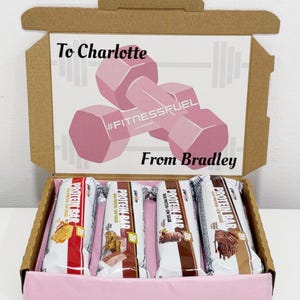 Personalised Gifts for Gym Lovers, Protein Bars Gift Box, Birthday Gift for Her, Gym Protein Letterbox Gift, Protein Snacks, Fitness Gifts