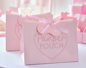 5 Pink Pamper Party Bags, Pamper Pouch Bags, Girls Birthday Party Bags, Girls Sleepover Party Bags, Spa Party Supplies, Birthday Favour Bags