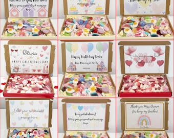 Caja de dulces personalizada, cesta de regalo retro con dulces para elegir y mezclar, 450 g