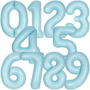 34&quot; Giant Matte Blue Foil Number Balloons 0-9, Milestone Birthday Balloons, Birthday Party Decorations, Anniversary Balloons, Age Balloons
