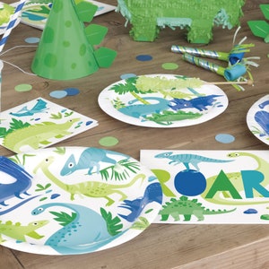 Dinosaur Birthday Party Tableware, Dinosaur Party Supplies, Dinosaur Plates Napkins Cups, Plastic Table Cover, Dinosaur Theme Birthday Party