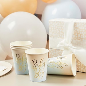 8 Blue Baby Boy Paper Cups, Baby Shower Paper Cups, Boy Baby Shower Decorations, Gender Reveal Party Cups, Blue Baby Shower Party Supplies