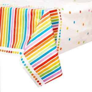 Rainbow Plastic Table Cover, Rainbow Party Decorations, Rainbow Birthday Table Cloth, Rainbow Baby Shower Tablecloth, Rainbow Party Supplies