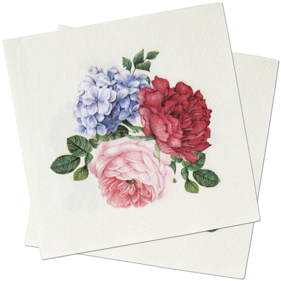 Lot De 60 Serviettes En Papier – Motif Fleurs Sauvages, 33 X 33 Cm, Pour Fêtes, Mariage, Anniversaire - 5