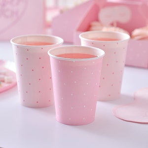 8 bicchieri di carta rosa per feste, bicchieri per feste di compleanno per bambine, bicchieri per addii al nubilato, bicchieri rosa per baby shower, bicchieri per pigiama party, stoviglie per feste di compleanno